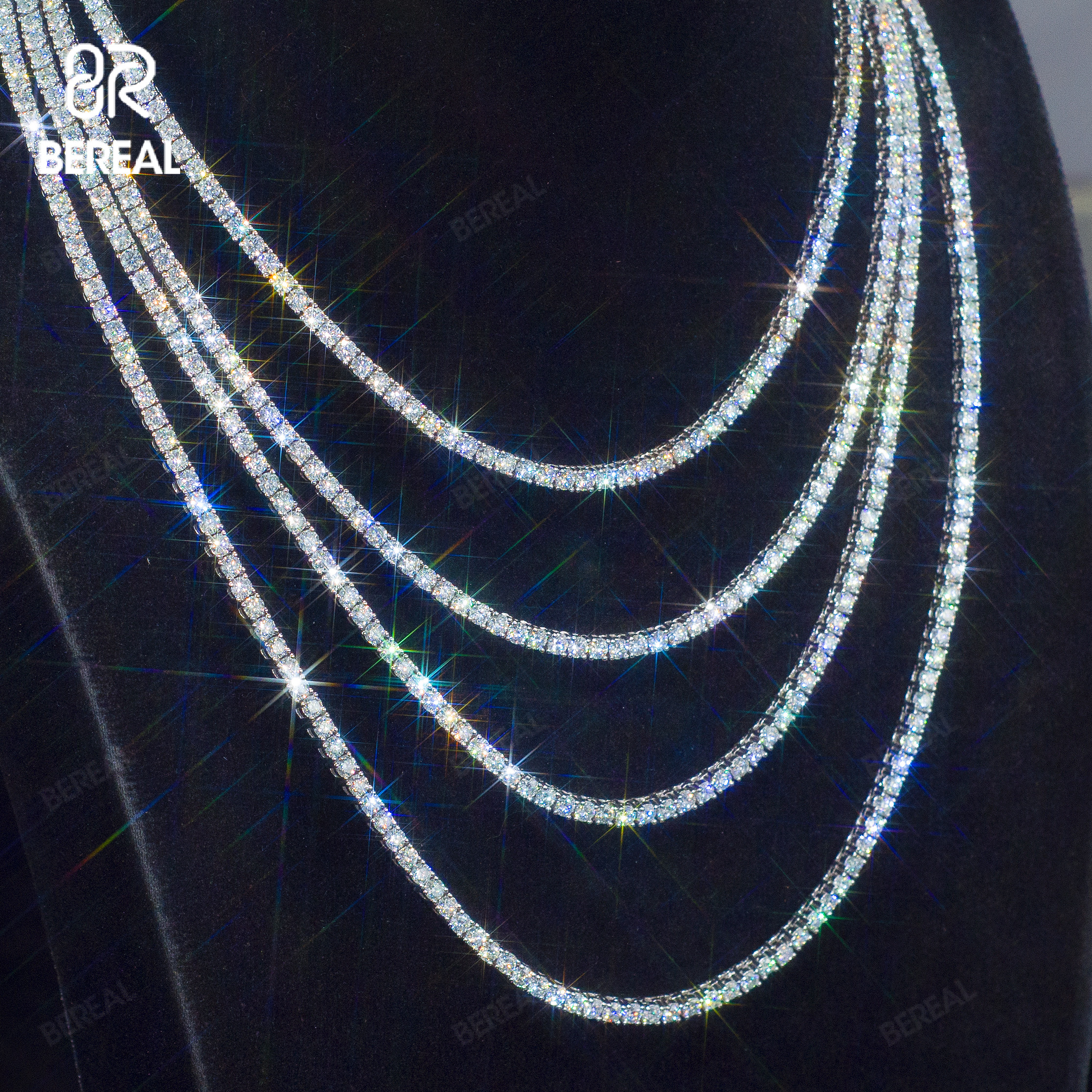 Wholesale 14K 18K VVS Moissanite Tennis Chain Necklace 3mm 4mm 5mm 6mm Iced Out Bling S925 Silver&Rose Gold Fashion Fine Jewelry Hip Hop For Men Women