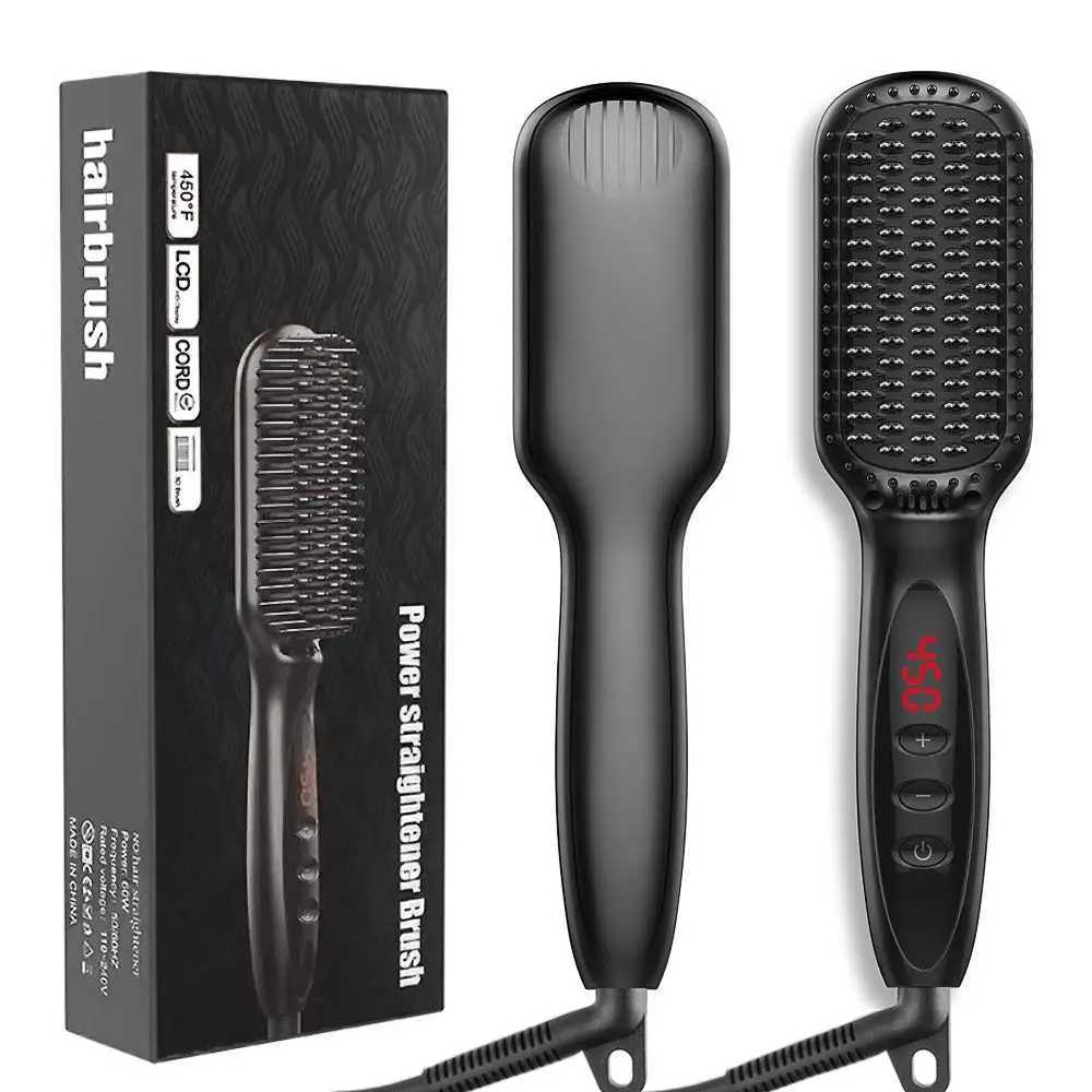 Hair Straightener Electric Hair Brushes Heating Comb 2 In 1 Hair Straightening Hair Curler Curling Iron Stying ToolT251129