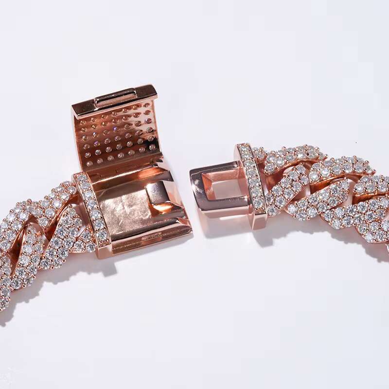 Starsgem Silver Chain Moissanite Bracelet 7.5 Inches Cuban Link