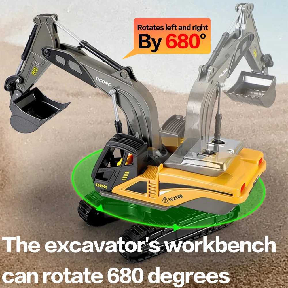 Children Remote Control Excavator Toys Light Sound 24Ghz RC Construction Vehicle Truck Alloy Metal Boy Bulldozer Model Gift J251129