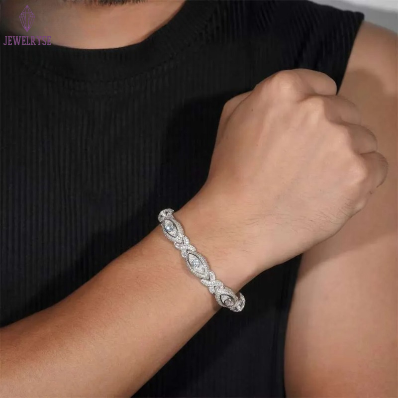 Pass Diamond Tester 925 Silver Gold Plated Hip Hop Jewelry Custom Infinite Eyes 8-character Chain VVS Moissanite Cuban Bracelet