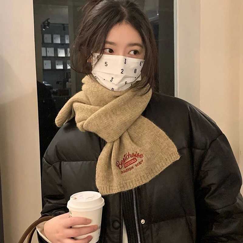 Winter Warm Scarf For Women Fashion Letter Knitted Wool Yarn Neckerchief Muffler Female Shawl Neck WrapsJ251129