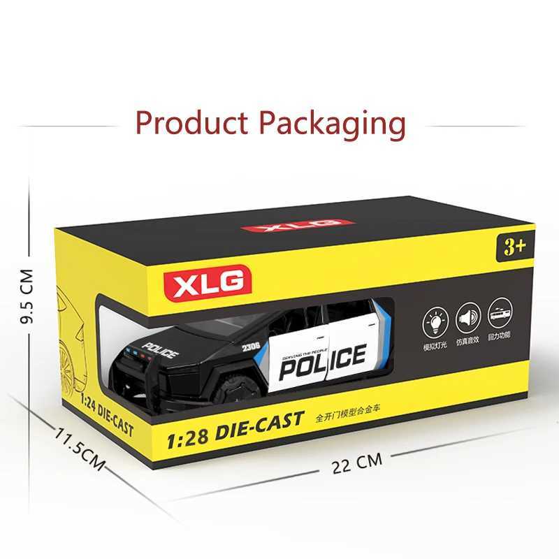 128 Simulated Police Pickup Alloy Car Model Sound And Light Pull Back Toy Car Off-Road Vehicle Boys Collection Ornaments Gift J251129