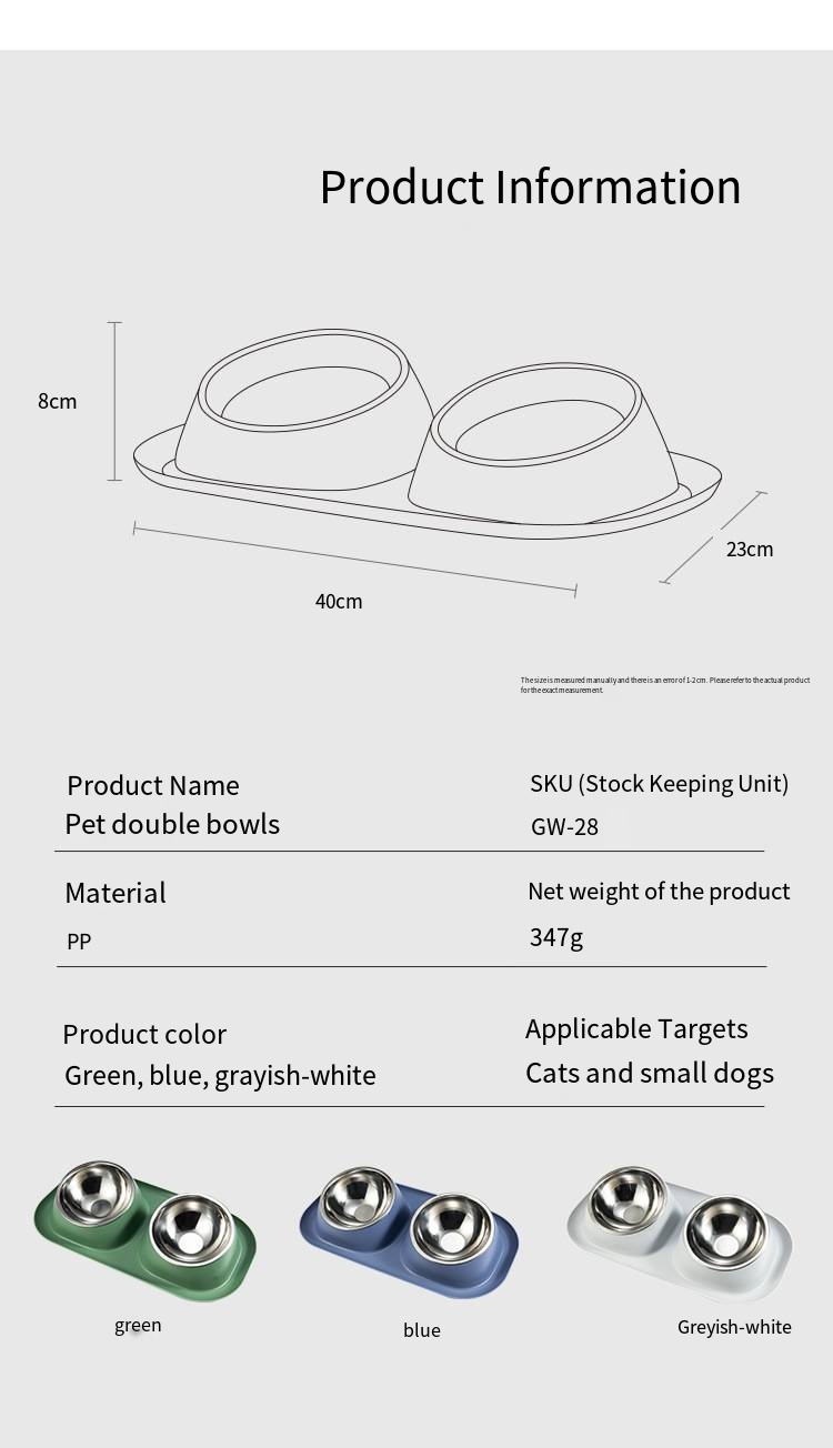 Pet Bowl Stainless Steel Dog Bowl Cat Bowl Double Bowl Dog Food Cat Food - view 8