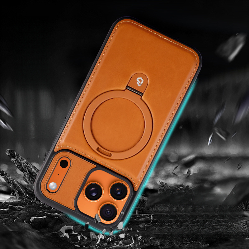 Suitable For Iphone Pro Max Magnetic Stand Phone High-End Business Leather Cover free shipping Apple 17 Shockproof Protective Case