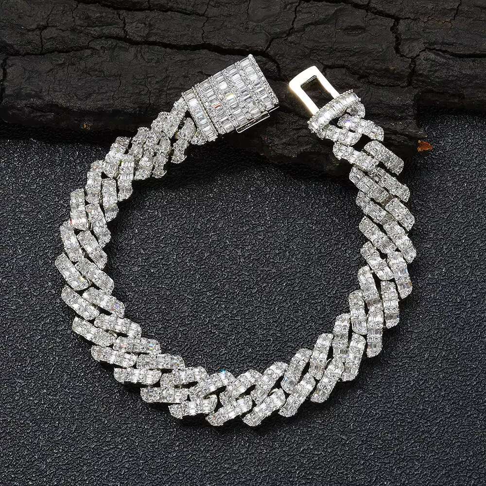 NUOYA 10mm Bling Diamond Cuban Link Chain Necklace Micro Prave Iced Baguette Zircon Custom Cuban Chain Hip Hop Jewelry