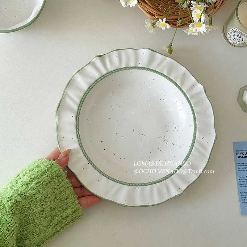 Luxury Sesame Dot Splash Ink Plate Simple Western Restaurant Pasta Deep Plates Ins Style Dessert Tableware He Patchwork Dining Disc Y251129