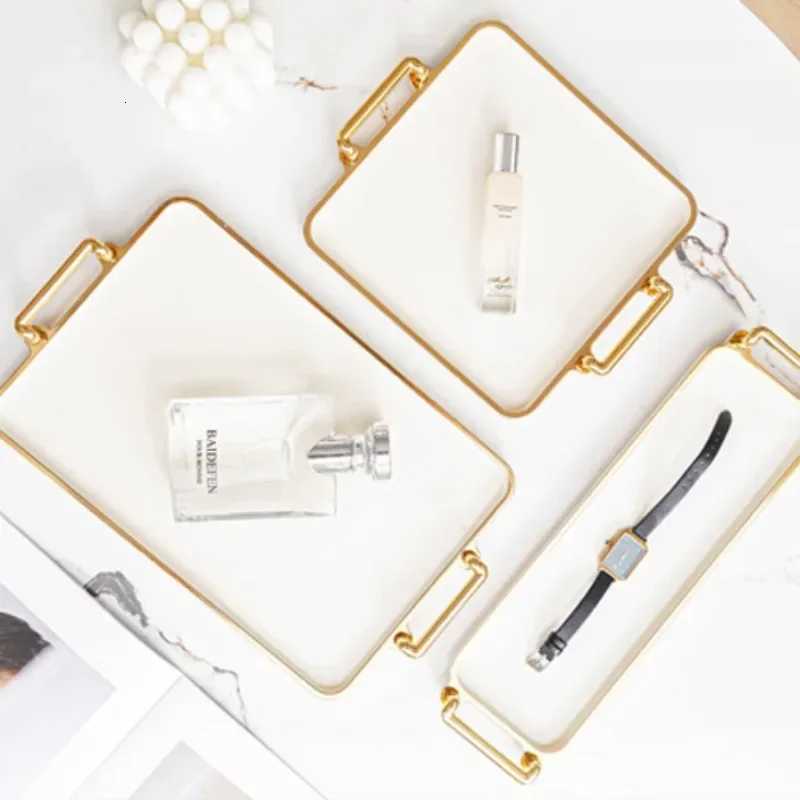 Light Luxury Tray Household Rectangular Cosmetics Storage Tray Living Room Water Cup Storage Hotel Apartment Storage Tray Y251129