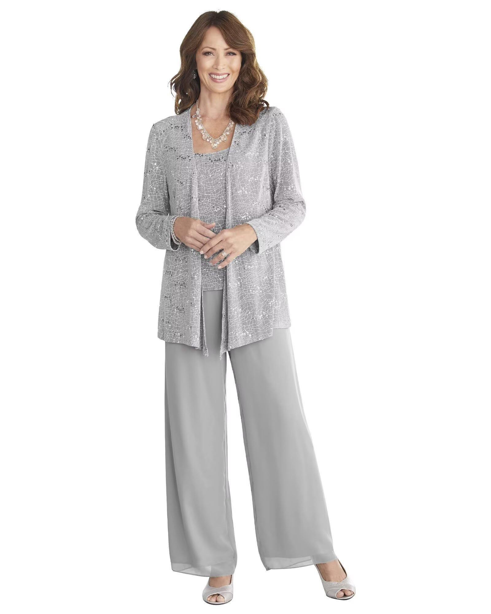 Grandmother Pantsuits Women's Wedding Jumpsuit 3 Pieces Mother of The Bride Dresses Pant Suits with Jacket for Wedding