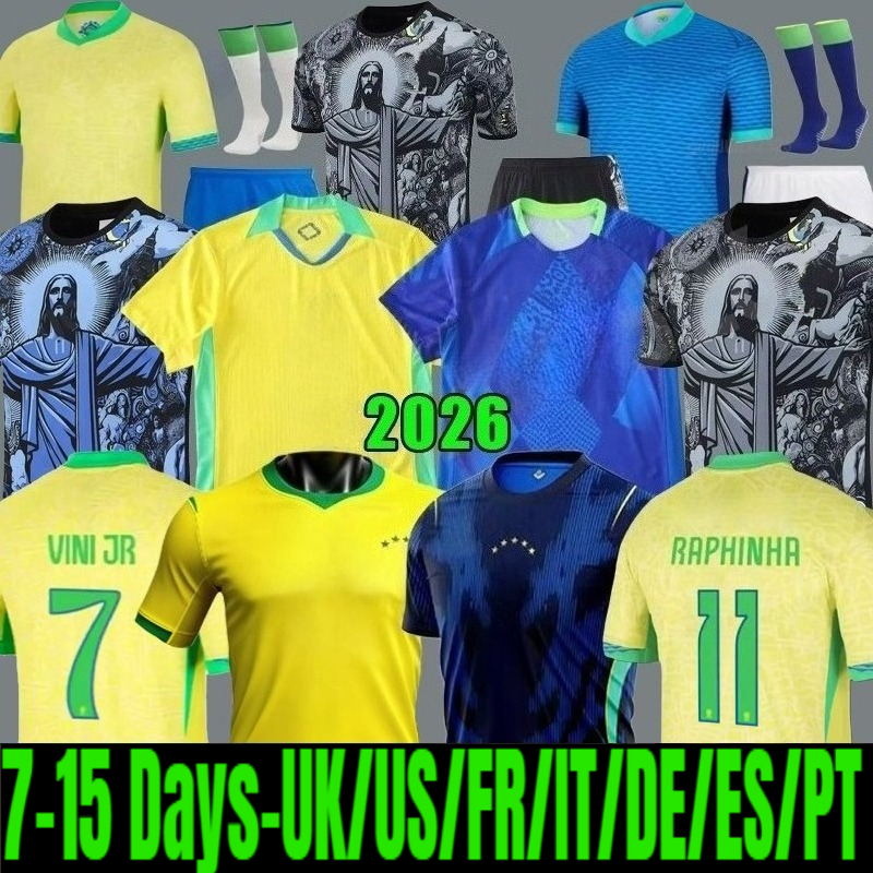 2026 World Brazil footbal kit Cup Soccer Jersey L.PAQUETA NEYMAR VINI JR. P.COUTINHO RICHARLISON football shirt G.JESUS T.SILVA BRUNO G. PELE CASEMIRO Men Kids