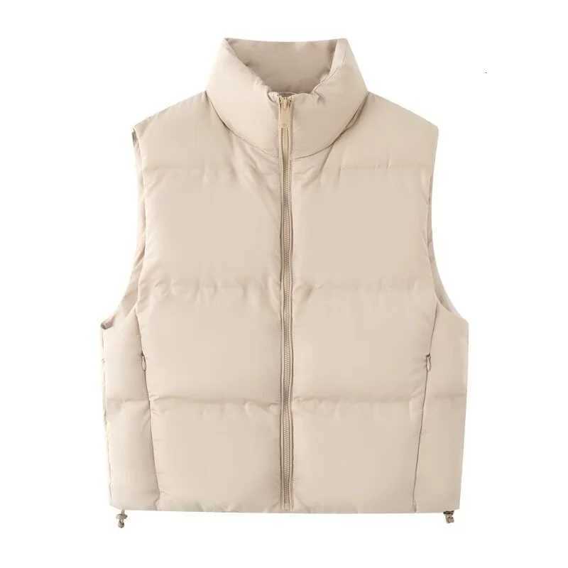 2025 autumn new womens casual fashion versatile simple temperament stand collar sleeveless warm vest jacketT251129