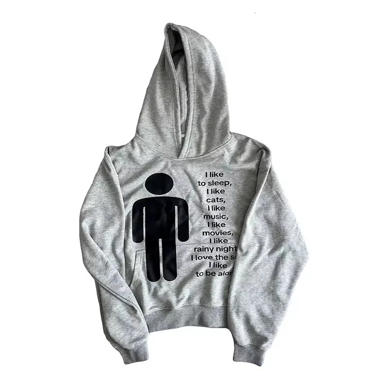 Music Graphic Inspirational Quote Printing Gray Long Sleeve Pullover Hooded Sweatshirt Y2K Men Women Fashion Casual Streetwear 251128
