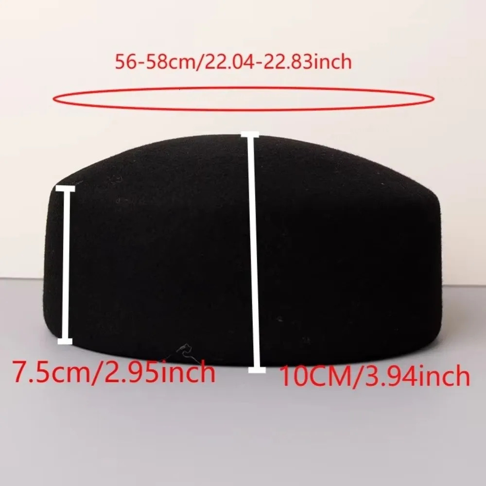 Fashion 100 Wool Top Hat Hard Top Flat Formal Millinery Berets Charming Retro Pillbox Hat for Party 251129