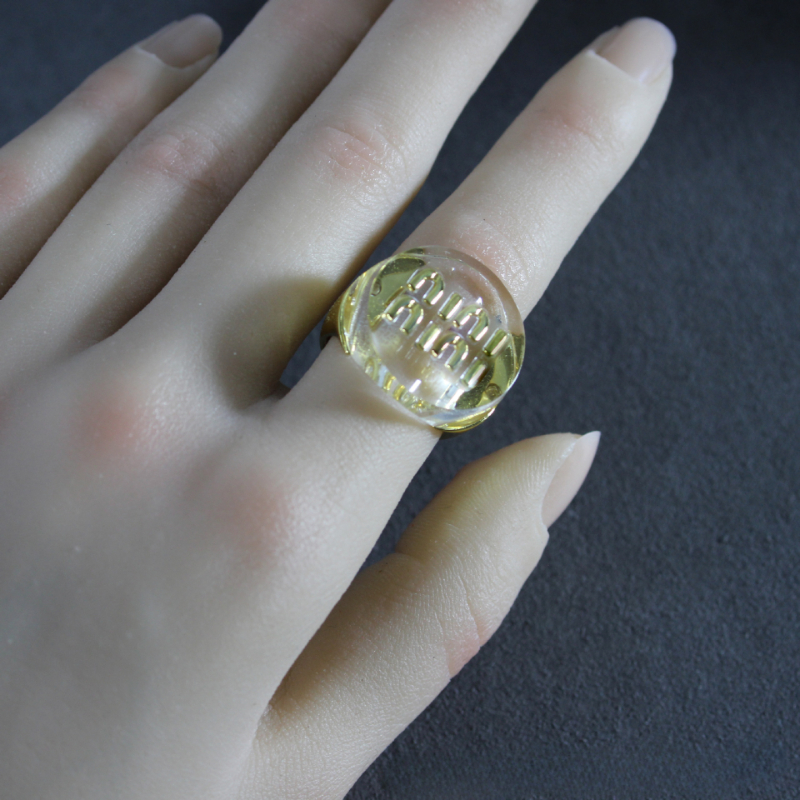 Free shipping MM letters designer ring for women gold retro vintage round acrylic clear transparent rings jewelry top grade Free shipping