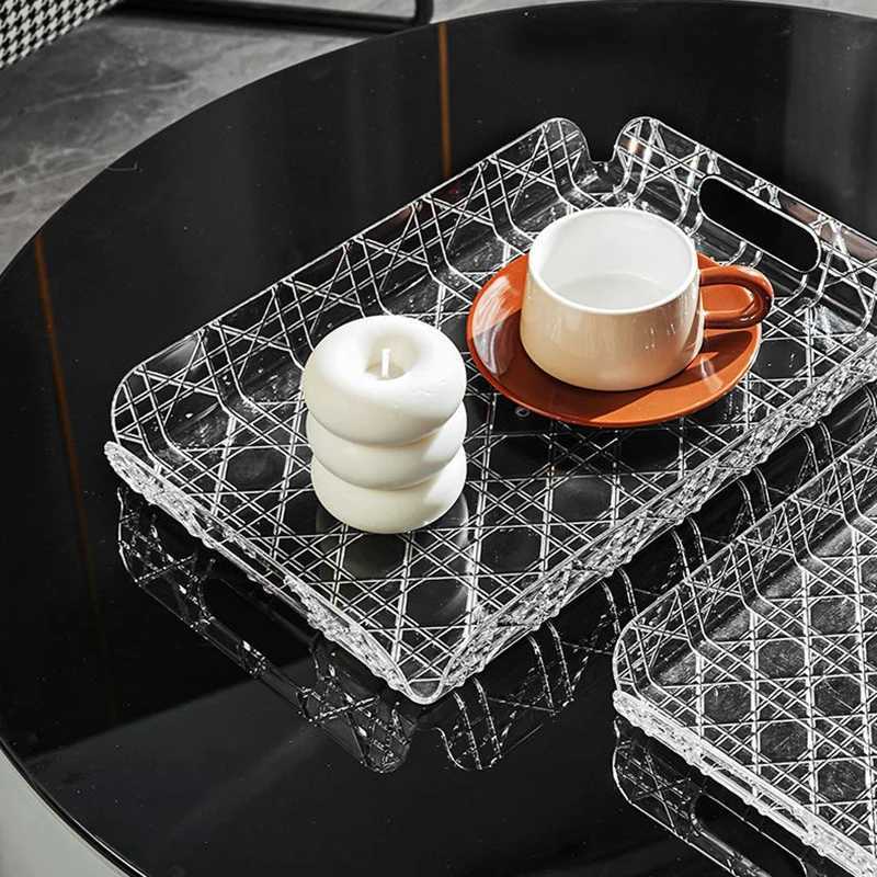 Luxury Rattan Rectangle Storage Tray for Coffee Table Dressing Table Kitchen Tea Tray Multi-Purpose Serving Tray YY33 Y251129