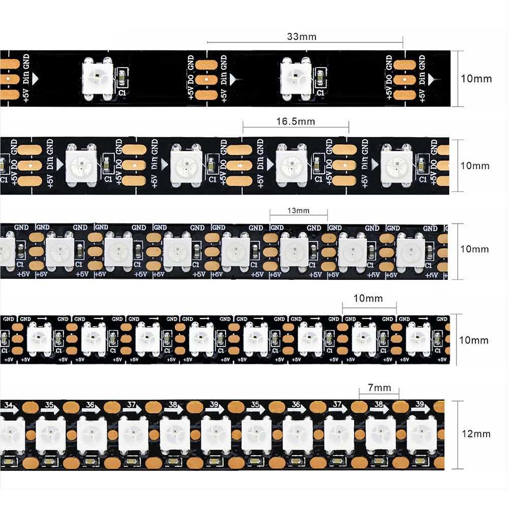 5V WS2812B LED Strip USB Bluetooth Music Controller 28Keys Kit RGB 30/60/74/96/144Leds/m Individually Addressable Smart LED Stri M251129