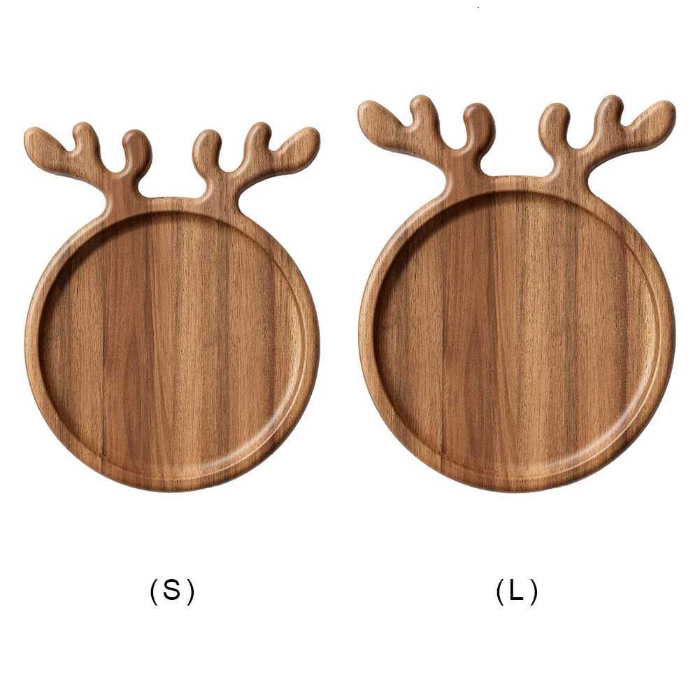 Appetizer Platter Decorative Christmas Tray with Antler Handle Wood Dinner Tray Dessert/Snacks/Fruit/Cookies Dessert Snacks Tray Y251129