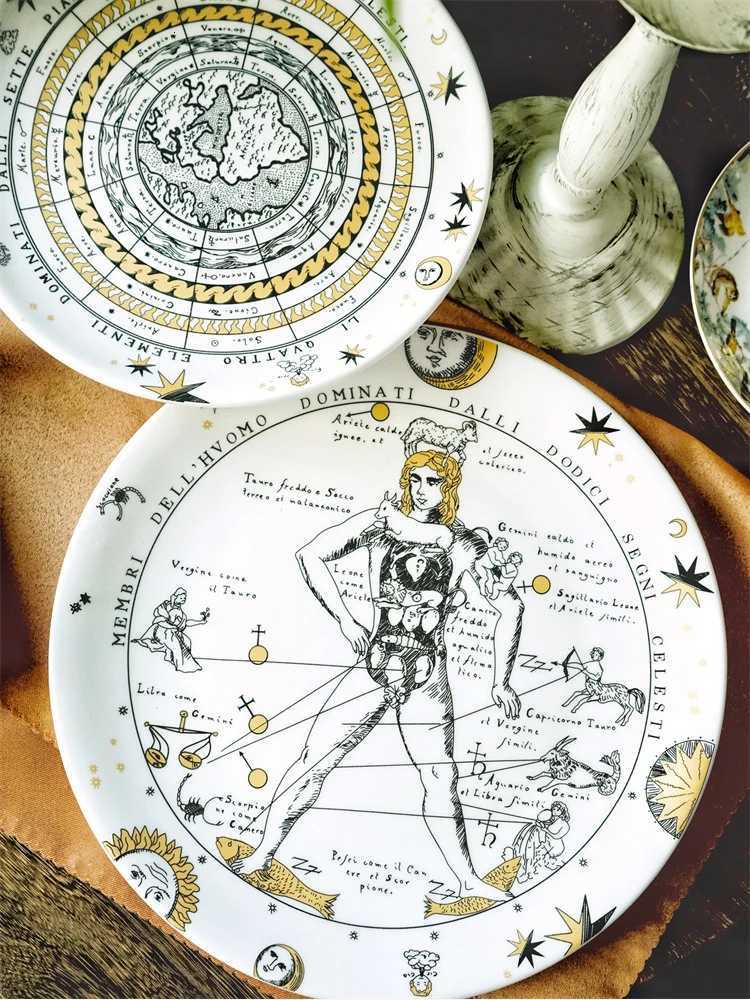 Luxury White Face Sun Hanging Plate Ceramic Round Wall Decoration European Art Wall Decoration 10 Inches Craft Fruit Dessert Plate New Y251129