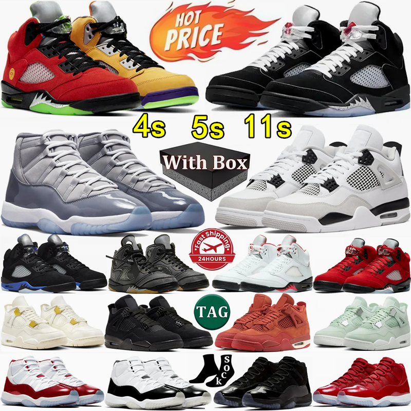 With Box designer 4s 5s 11s basketball for Pink Blue White Black Cat Cool Grey Cherry hunder Bred mens sneakers womens trainers sports outdoor shoes 3