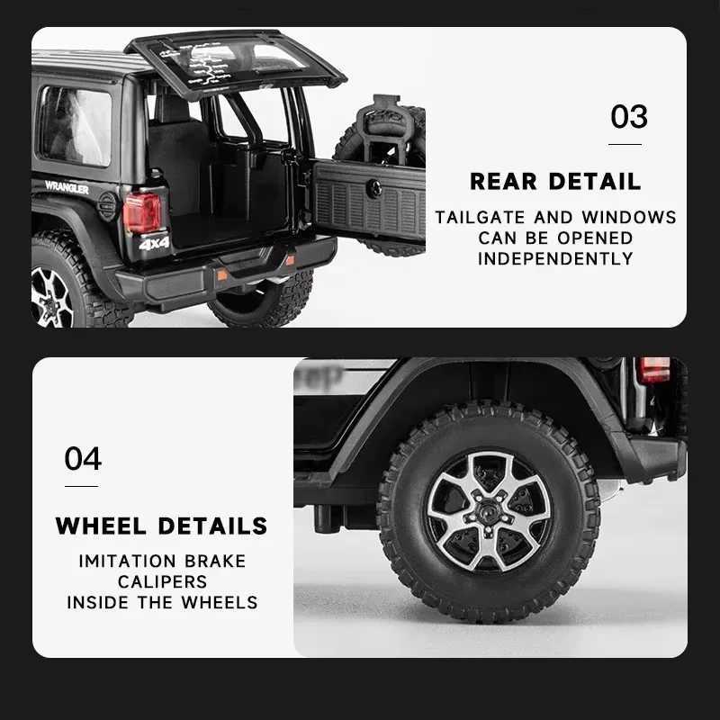 122 Jeeps Wrangler Rubicon Alloy Diecasts Toy Vehicles Metal Toy Car Model Sound and light Pull back Collection Kids Toy Gift J251129