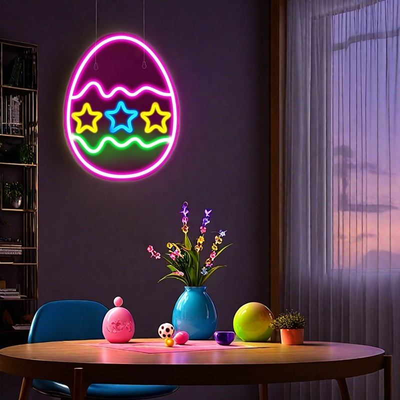 Easter Egg Neon Signs Easter Decorations Light up LED Neon Sign Light USB Wall Bar Living Room Decor for Spring Decor Party Home Bedroom Table Gifts,