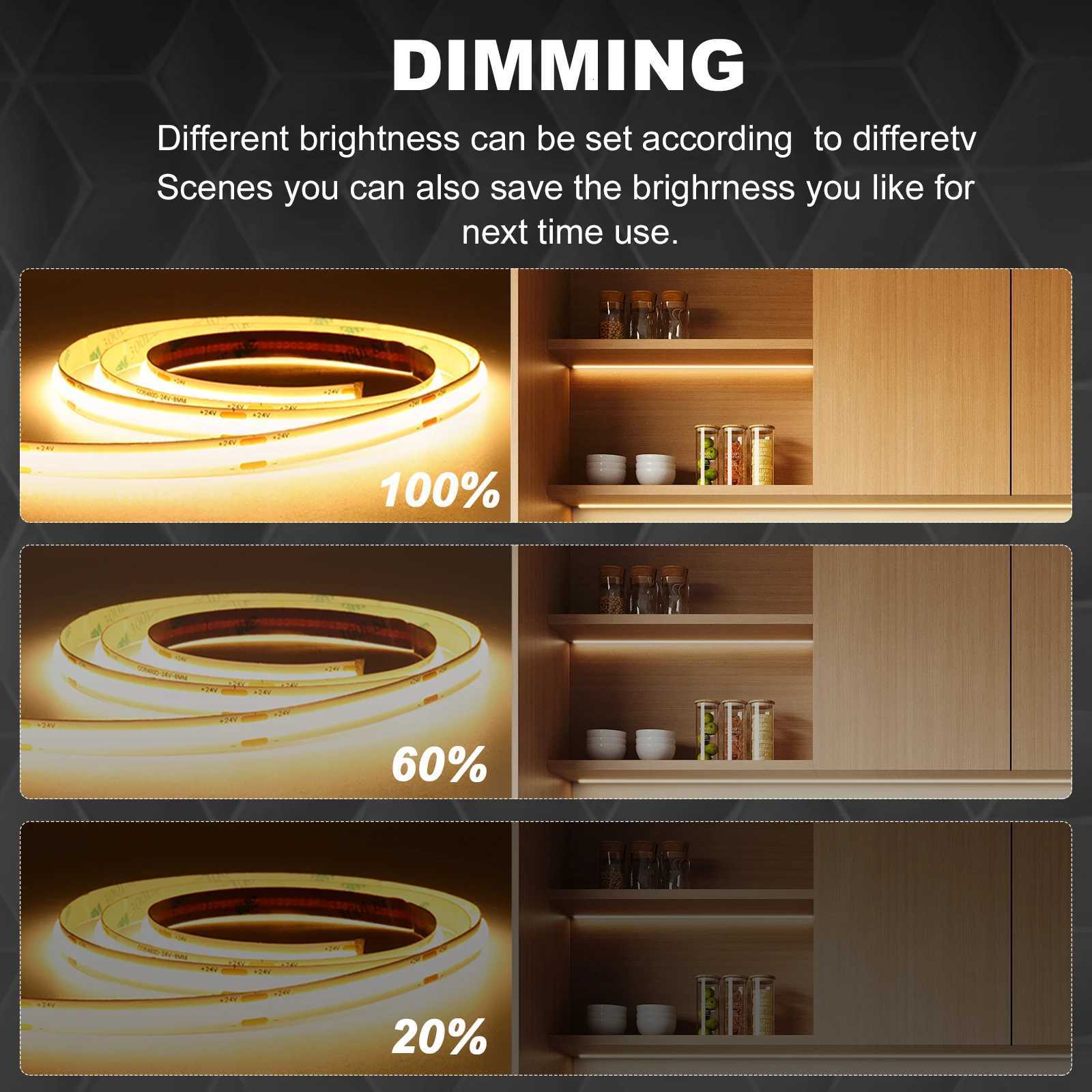 WiFi Tuya LED Cabinet Light Strip Kit Shelf Ribbon LED Light For Bookcase Collection Display Decor 480leds/m COB LED Strip Light M251129