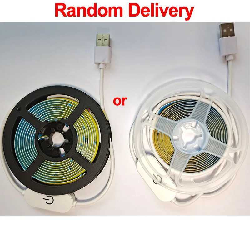 5V USB COB LED Light Strip Linear Touch Dimmable Flexible Diode Tape Home Christmas Lights TV Mirror Backlight Room Decoration M251129