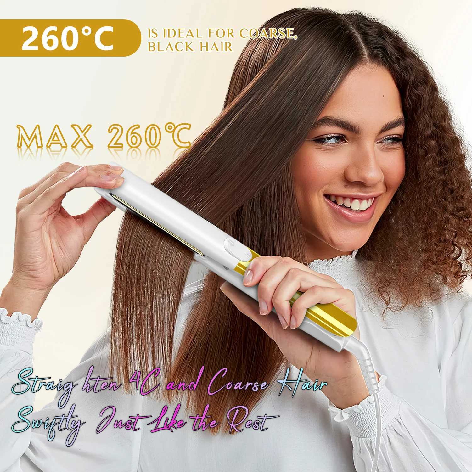 RUCHA Mirror Titanium Plate Hair Flat Iron with Plasma Keratin Treatment for Frizzy Hair Recovers the Damaged Hair StraightenerT251129