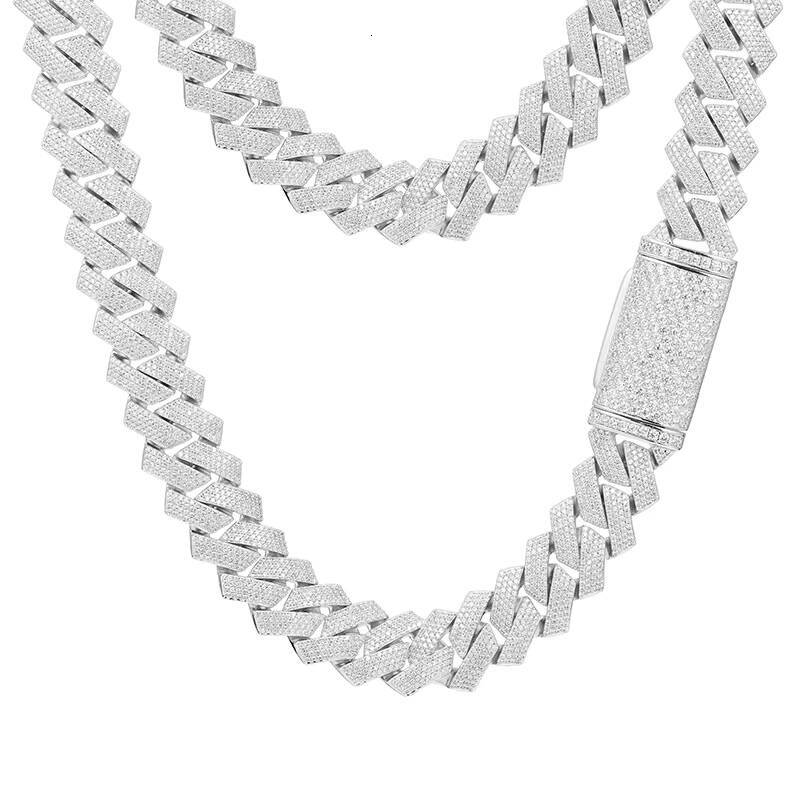European American Style 10mm Double-Row CZ Cuban Link Chain Necklace Hip Hop Streetwear Fashion for Men Women Mainly Made Zircon