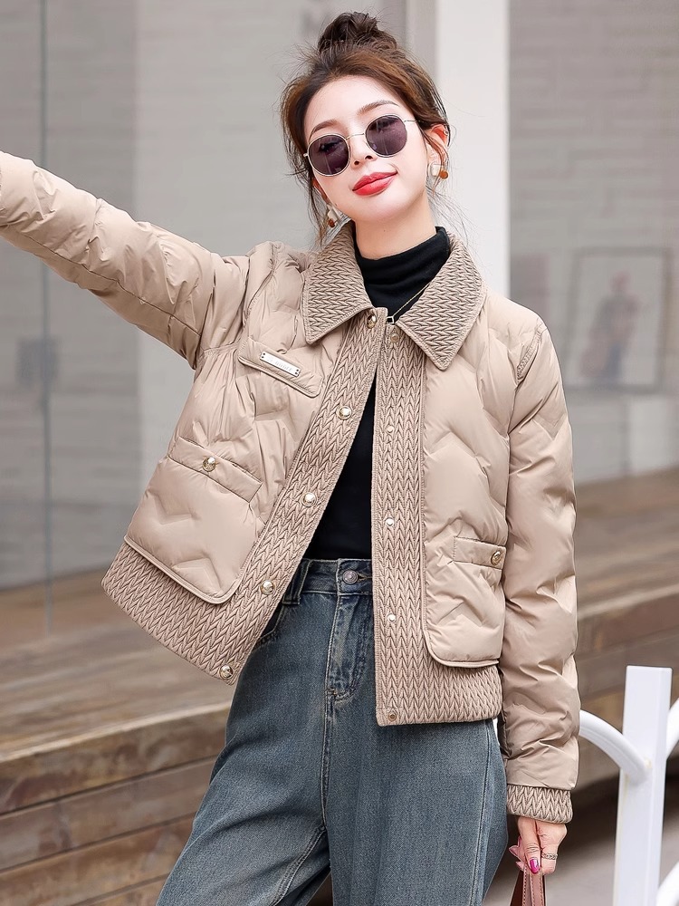 Women Cotton Padded Coats Autumn Winter Lightweight Fashion Turn down Collar Quilted Jacket Outerwear Female Warm Overcoats R251129