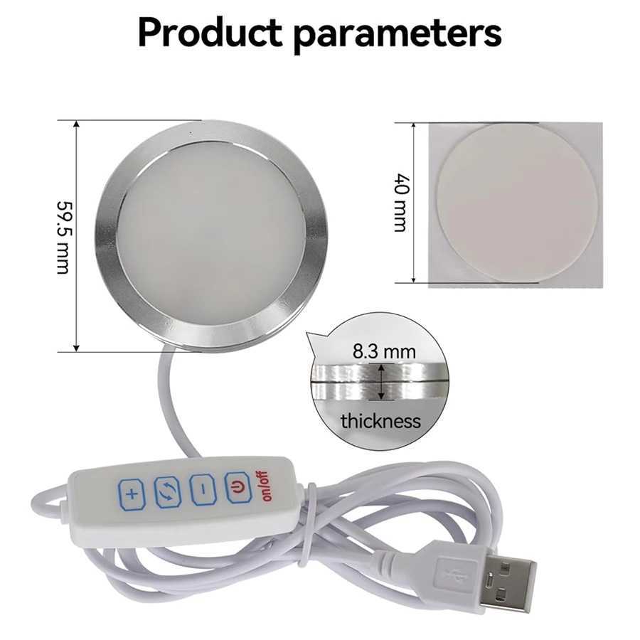 USB Ultra-Thin Aluminum Alloy Lamp LED Spotlight Cabinet Light 5V Low Voltage Touch Dimming Showcase Decorative Downlight M251129