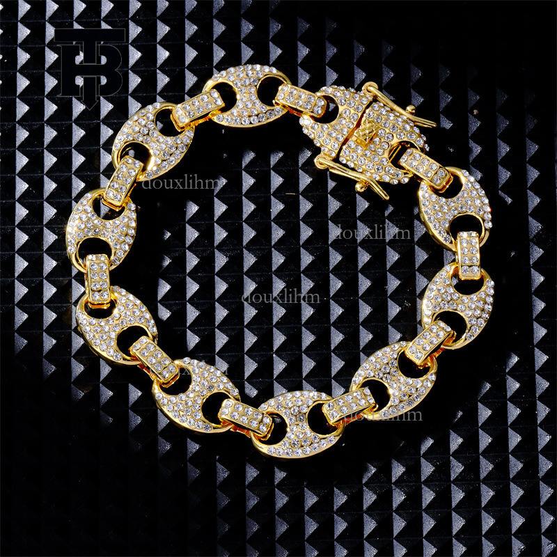TB BHULAMTE Designer Luxury High-end Women's Bracelet Trend Pig Nose Hip-hop Personality Alloy Rhinestone Men's Cuban Chain Fashion Jewelry