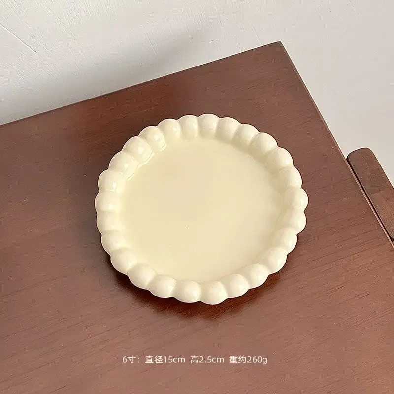 Luxury Ins Ceramic Plate Bead Ordering Plate Milk Whisper Korean Wind Bead Edge Dessert Plate Breakfast Dish He Tableware Y251129