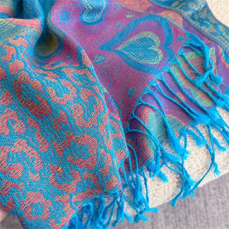 Thicken Embroidery Cashmere Winter Scarves Women Pareo Cape Warm Muslim Shawl Chunky Headscarf Wrap Ladies Elegant Poncho Turban H260618