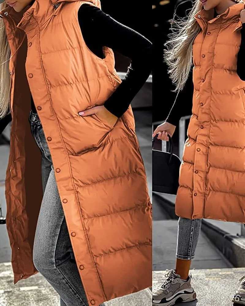 Hooded Zipper Jacket Women Oversize Waistcoat Winter Outerwear Hooded Parka Fashion Quilted Vest CasualT251129
