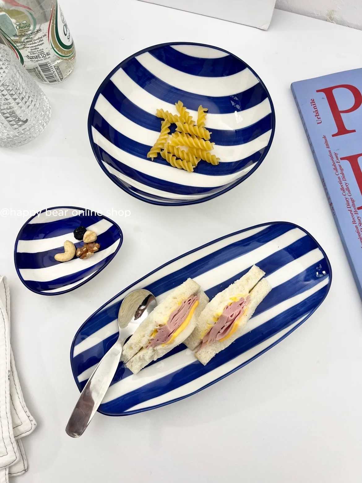 Luxury Korean Style Vintage Ceramic Tableware Set Simple Daily Household Breakfast Bread Plate High Quality Restaurant Soup Bowls Y251129