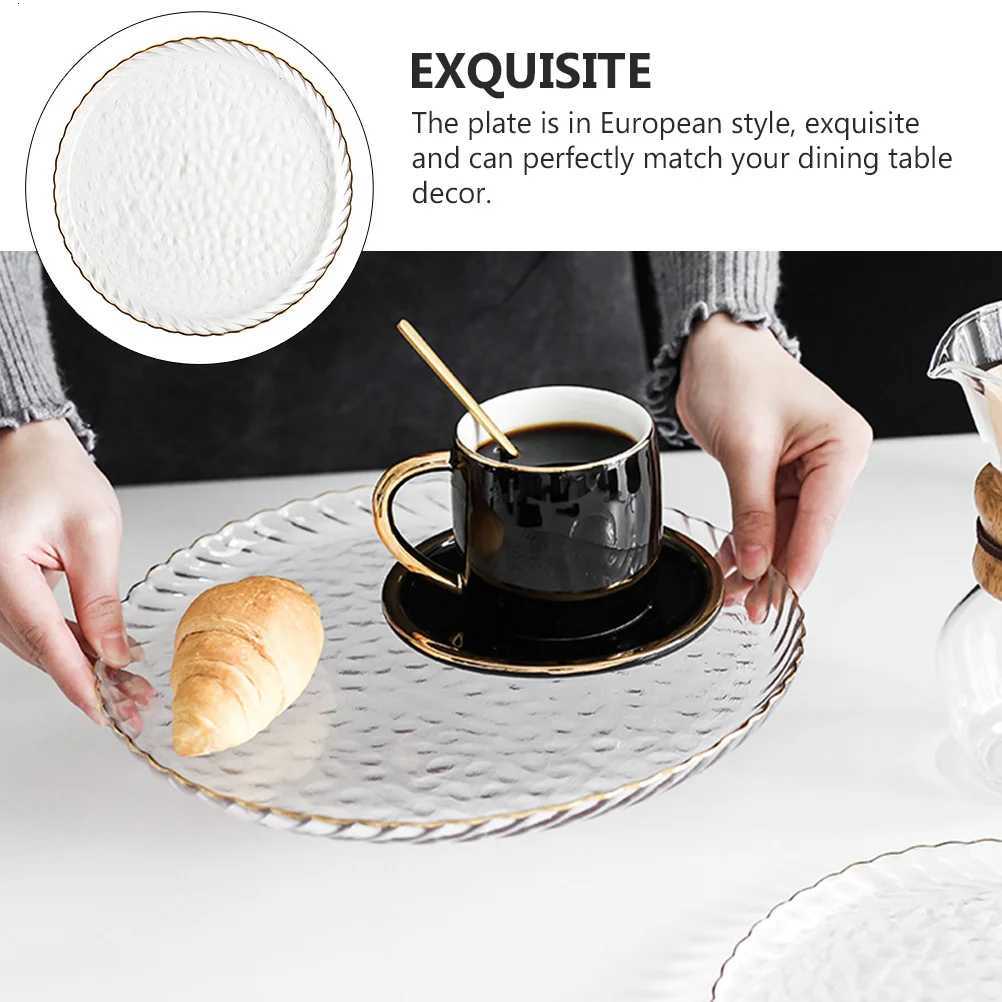 Luxury 1Pcs Gilt Dish Transparent European Style Steak Plate Elegant Simple Food Plate Dinner Tableware Dish Y251129