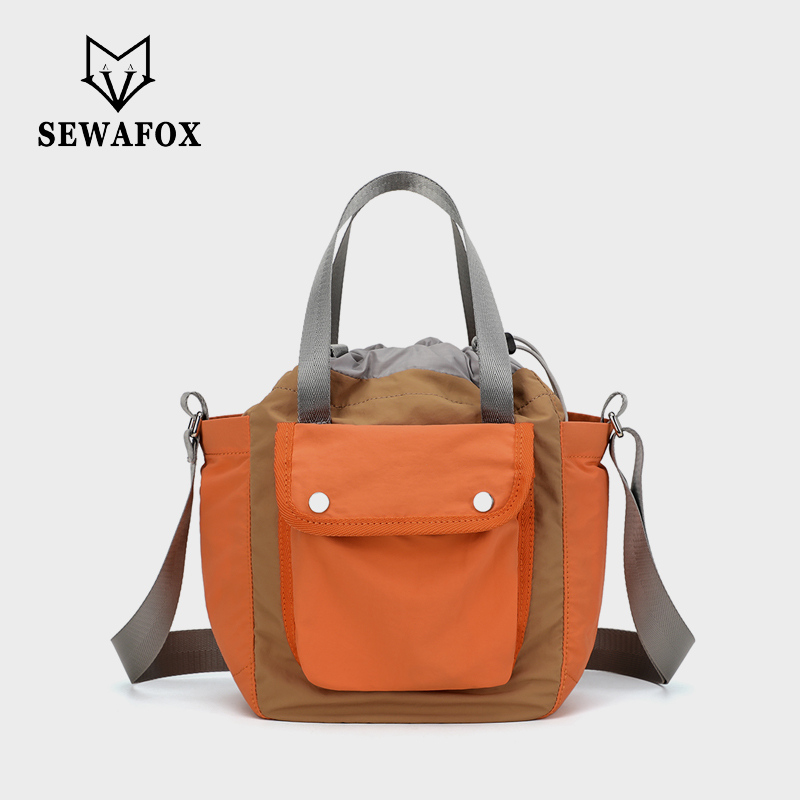 Sewafox Unisex Casual Crossbody Bag Lightweight Bucket Bag for Commuting Stylish and Versatile Shoulder Bag Nylon Tote Bag