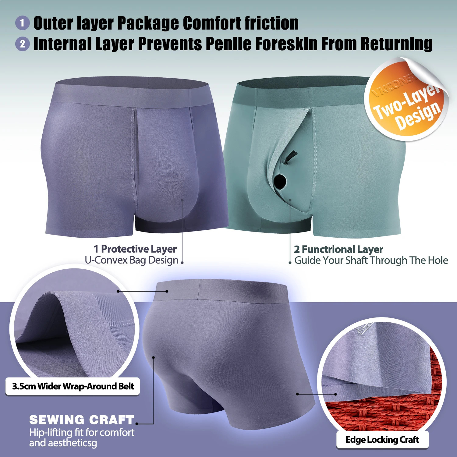 Mens sexy underwear with protruding penis bag pre punching hole care skin length and width friction reduction sensitive 250420