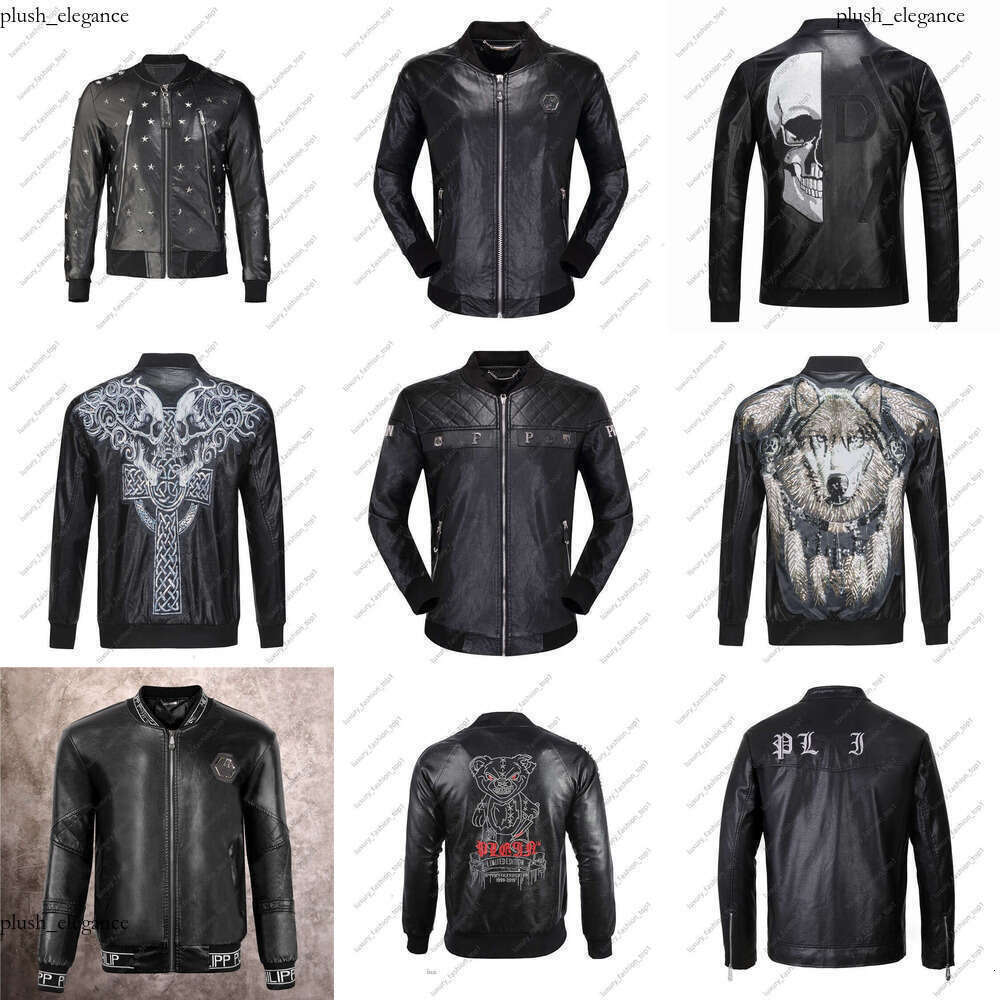 phillips plein jacket AAA Jacket Designer Black Brand Skull Men Pu Jacket Brand Luxury Men Outerwear Coats Black Pu Leather Slim Jacket Men Hoody Jacket 225