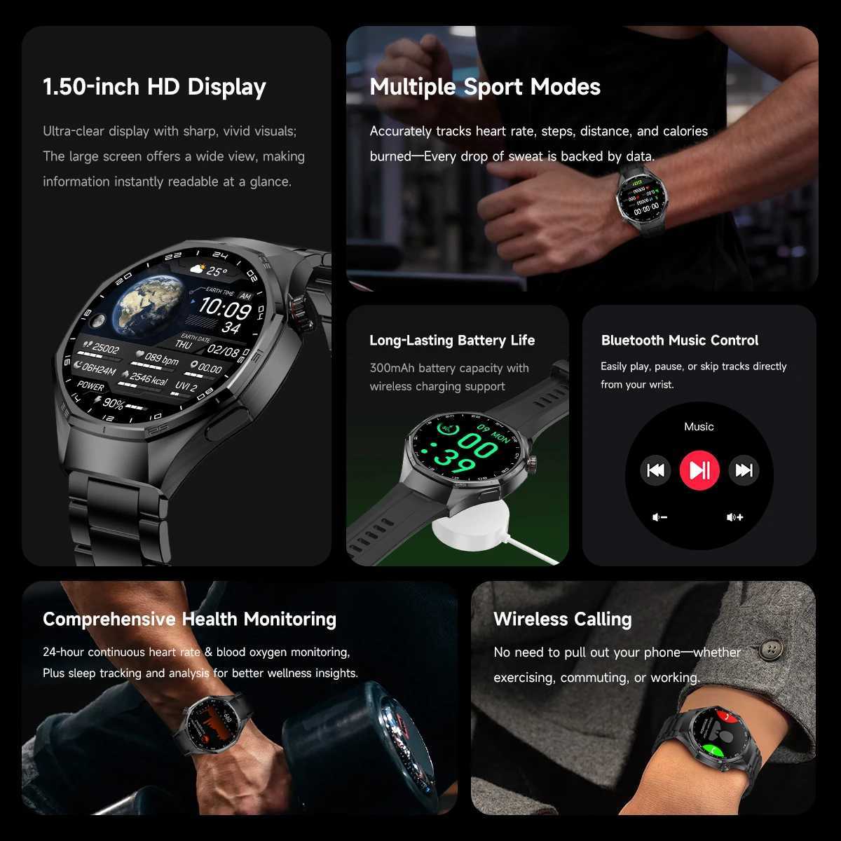2025 New GT6 PRO Smart Watch Men153 AMOLED SCREEn Call Gps Track Heart Rate Compass 3ATM Diving Smart Watch M251129 - view 5