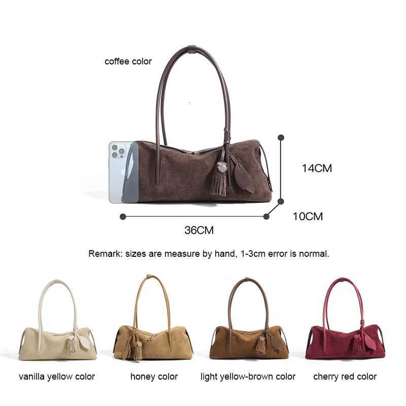 2025 Autumn Winter Suede Leather Bag Minimalist Unique Single Shoulder Bag Slouchy Casual Underarm Tote High Quality Handbag K251128