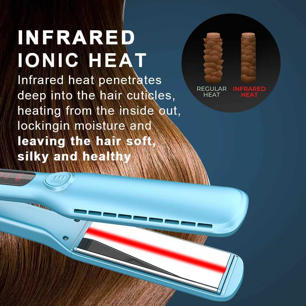 SMET Ionic Flat Iron for Hair With Adjustable Temperature 3D Titanium Floating Plates 2-in-1 Hair Iron for All Hair TypesT251129