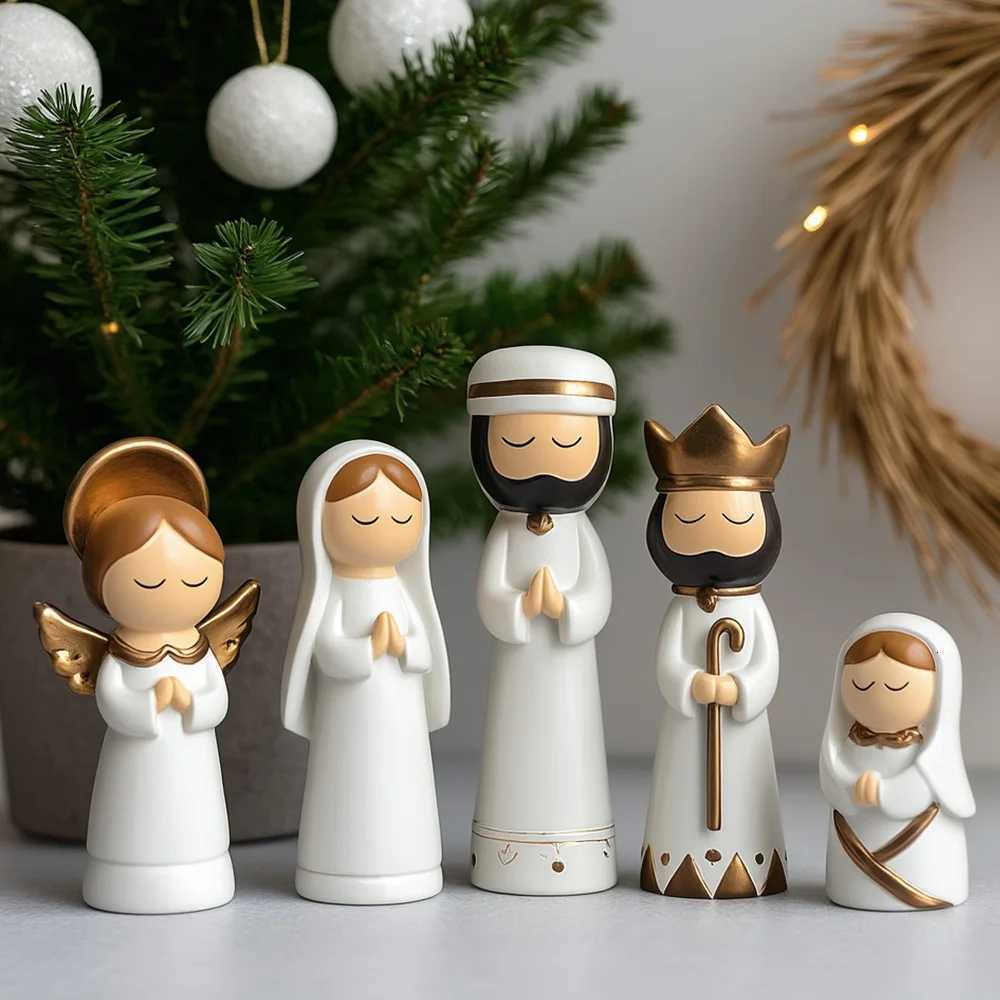 7 Pcs Small Nativity Set Resin Small Christmas Nativity Figurine Christmas Little Nativity Playset Figurine Christmas Manger H251129