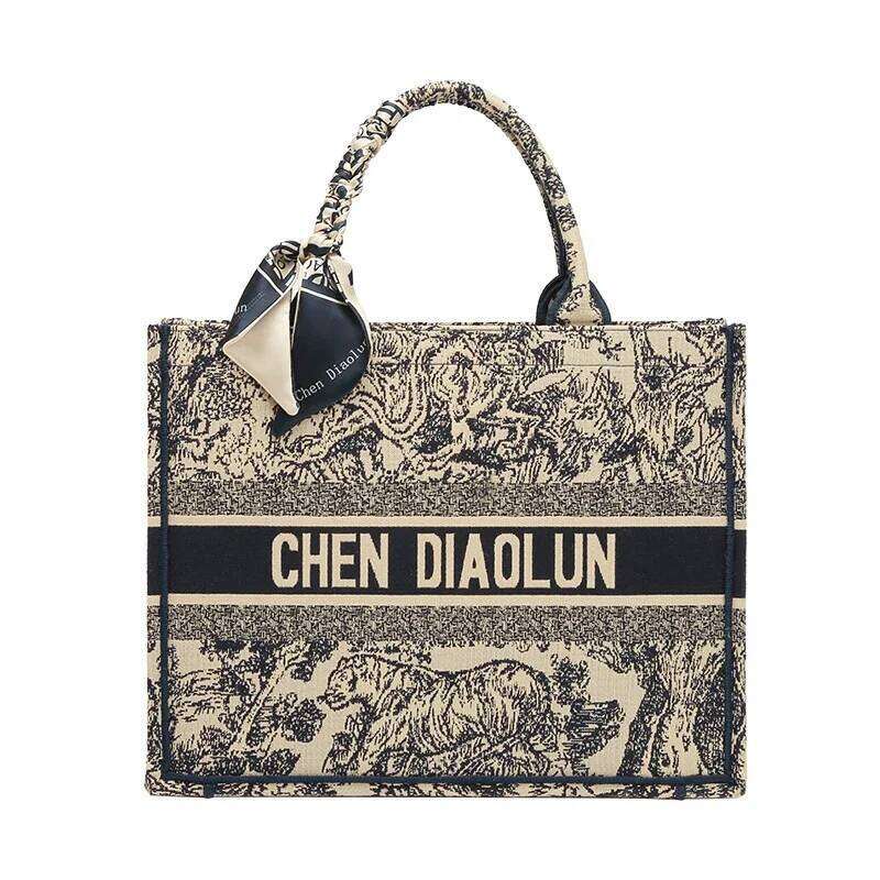 Hong Kong Embroidery Portable Tote New Spring and Summer Large Capacity Premium Commuter Bag