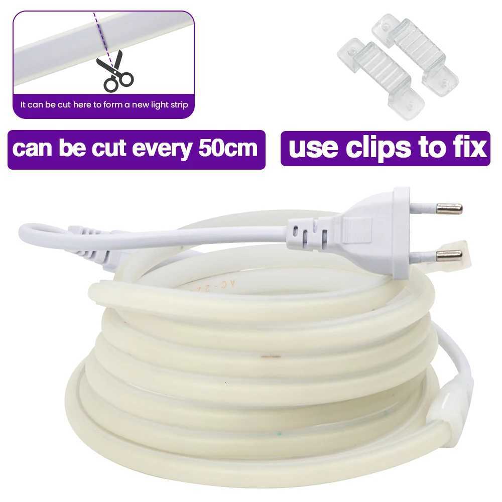 220V COB Strip White /Red /Ice Blue /Pink /Yellow /Purple Waterproof Home Decor Outdoor Lamp Flexible LED Neon Ribbon Light M251129