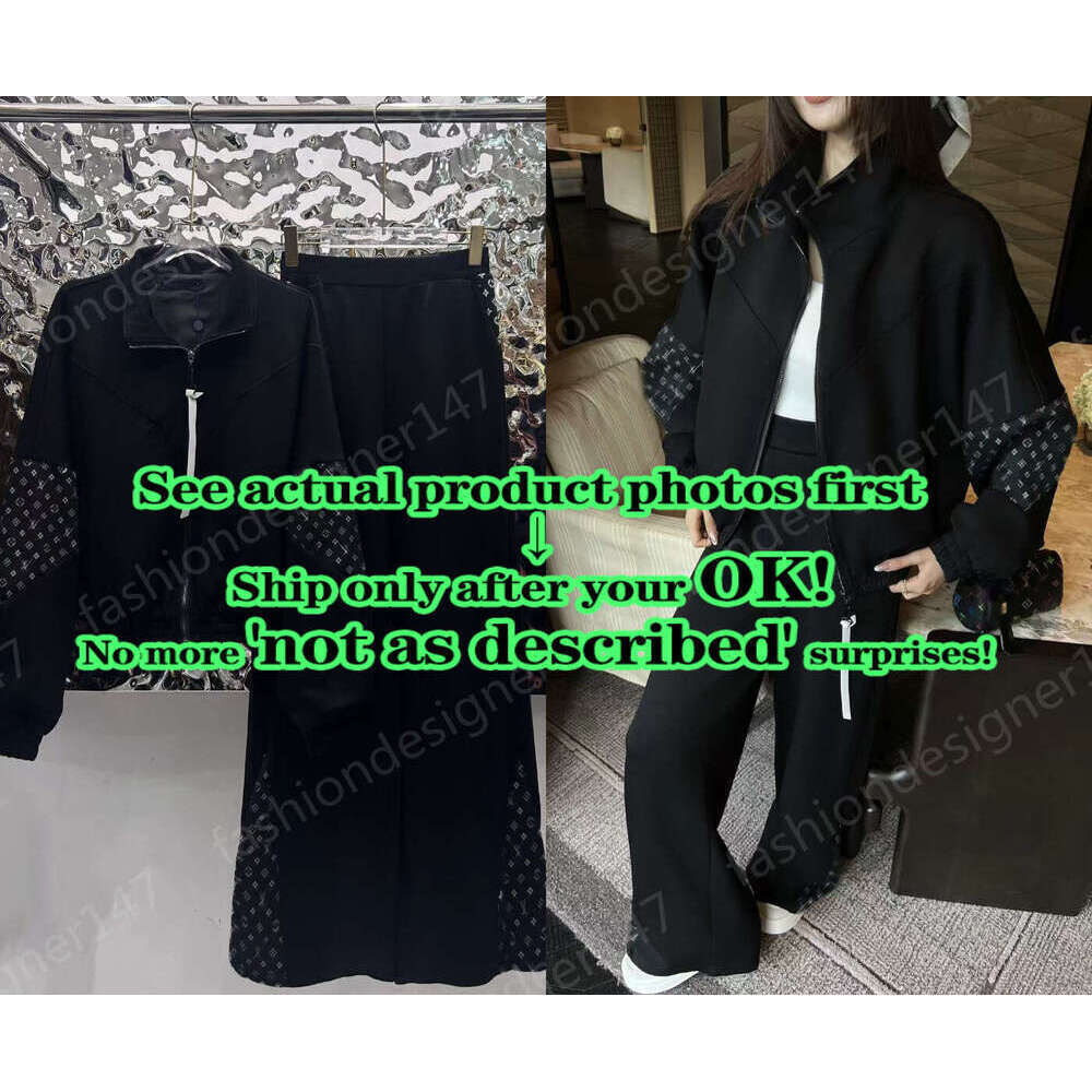 Women Tracksuits Brand Designer Stand Collar Jacket Splicing Fashion Logo Coat Tracksuit Set Trendy Comfortable Casual Elastic Waist Straight Pants Suit 2 Piece