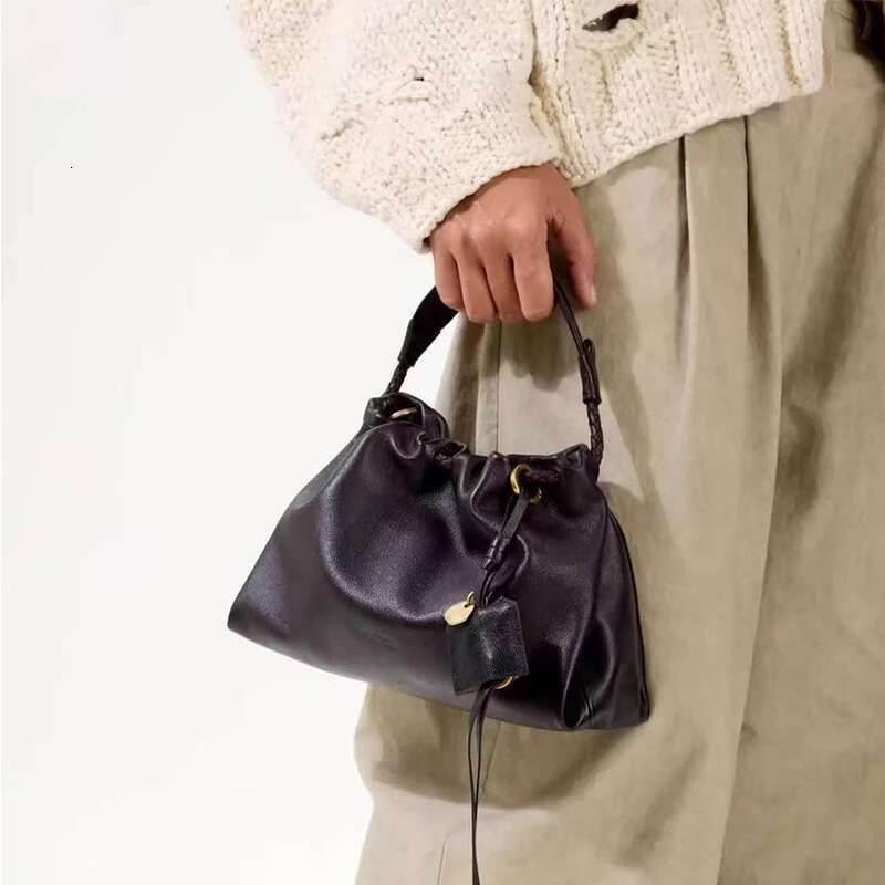 Drawstring Tote Light Brand New High-quality Leather Simple Advanced Versatile Women's Handbag Shoulder Messenger Bag