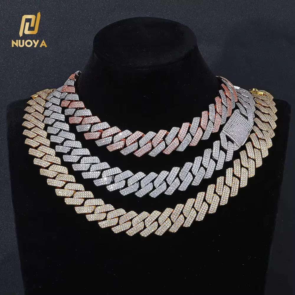NUOYA Wholesale 20mm 18K/White/Rose Gold Plated Iced Out Cuban Link Chain Necklace for Women Customizable Hip Hop Jewelry