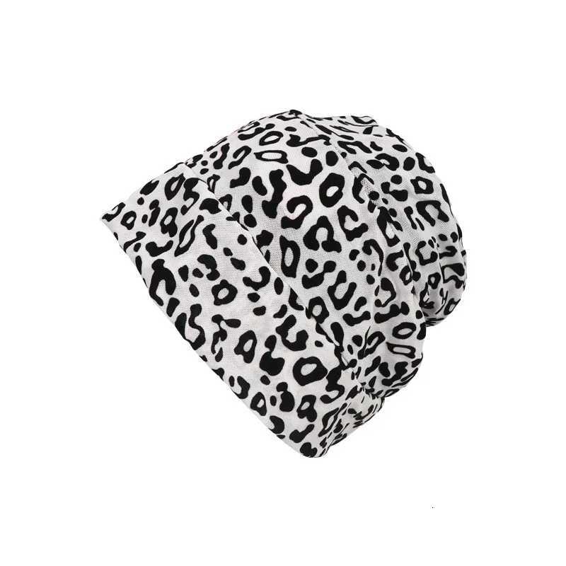 American Leopard Print Pullover Short Brim Stacking Hat Womens Spring and Summer Personality Big Head Thin Skull Beanie CapXJ251129